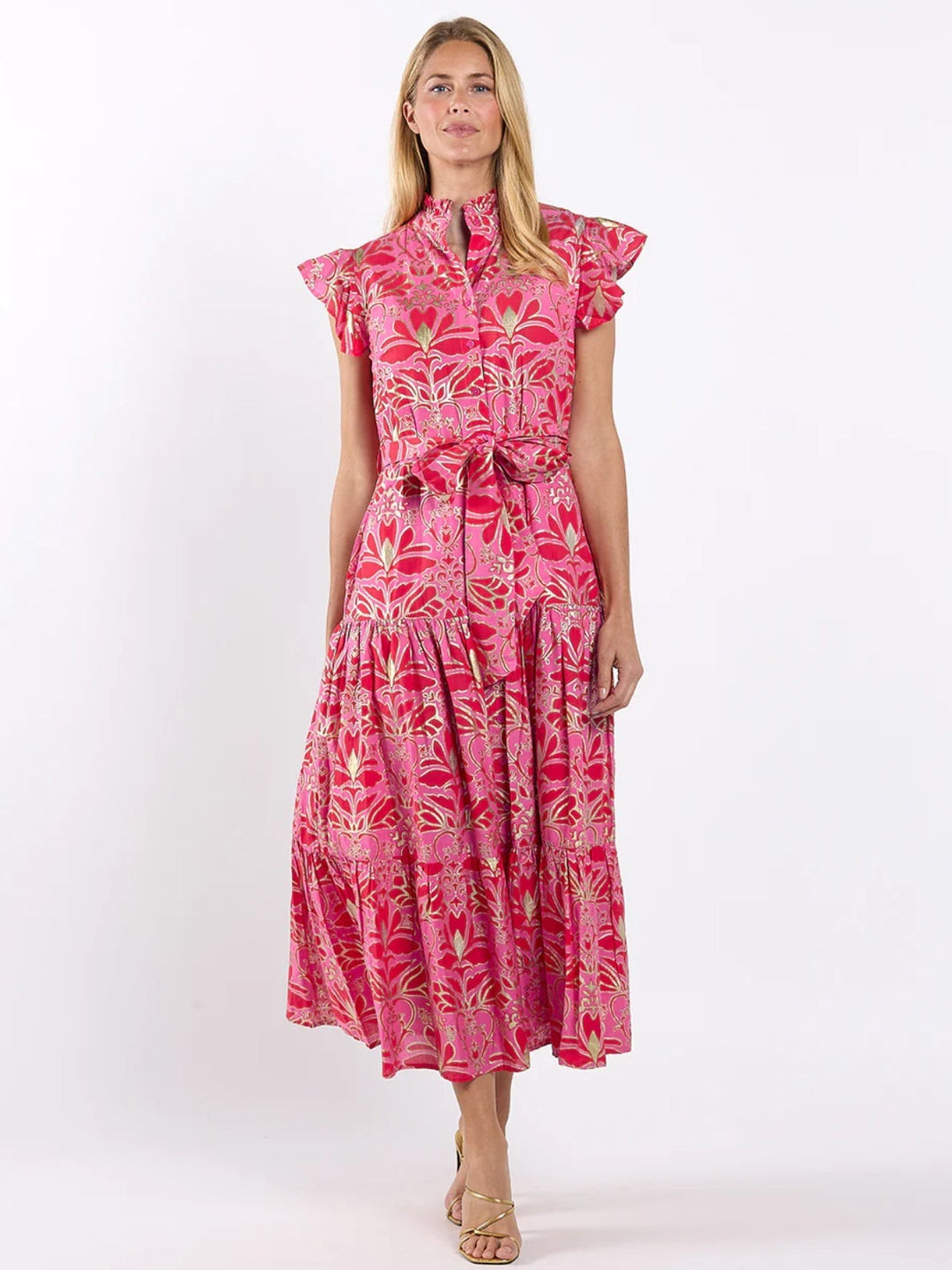 Jude Connally Mirabella Dress Cotton Voile - Imperial Garden Peony Gold