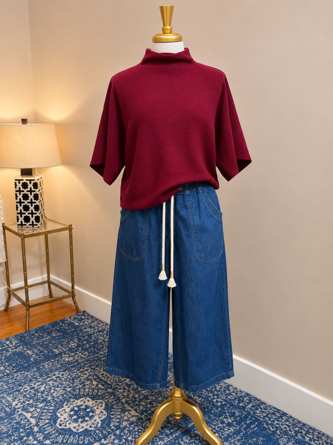 Mock Neck Flare Sleeve Sweater