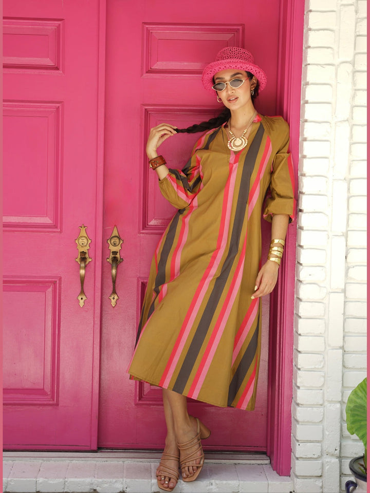 St. Tropez Dress- Ember Stripe