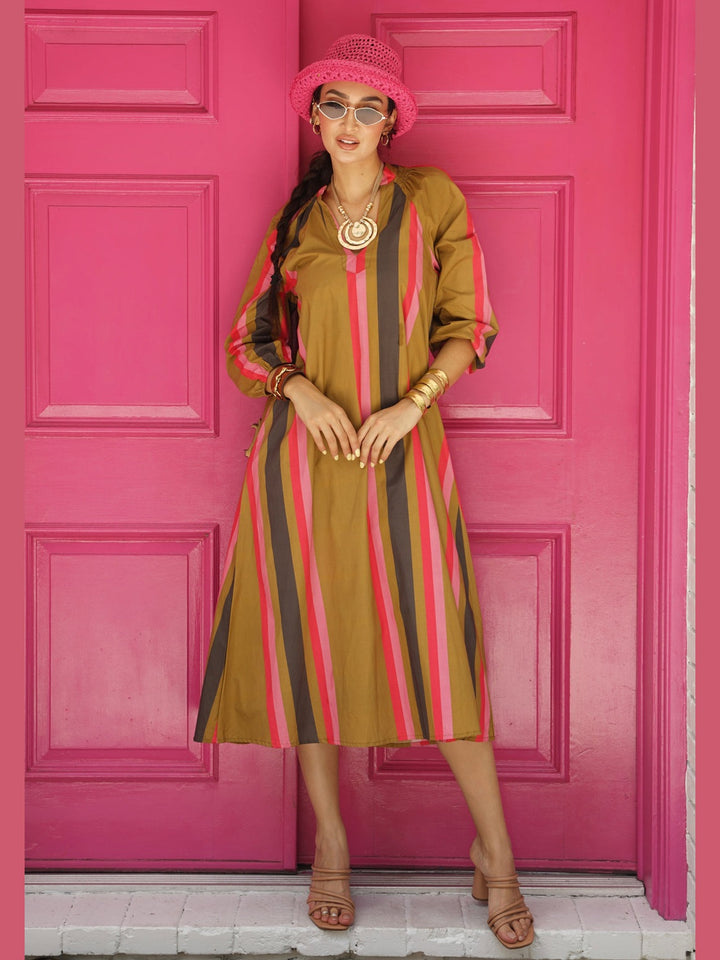 St. Tropez Dress- Ember Stripe