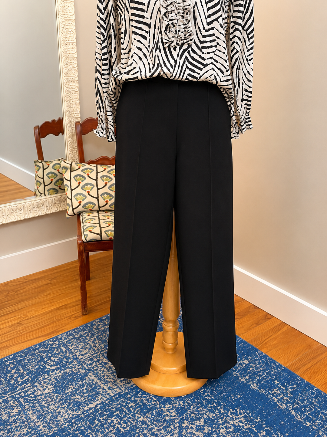 Elastic No Waist Pintuck Flare Leg Knit Ankle Pant