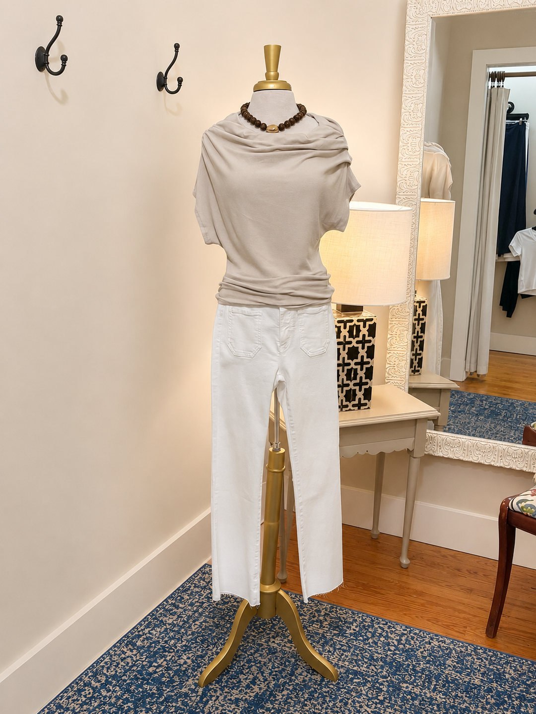 Boat Neck Natural Color Top
