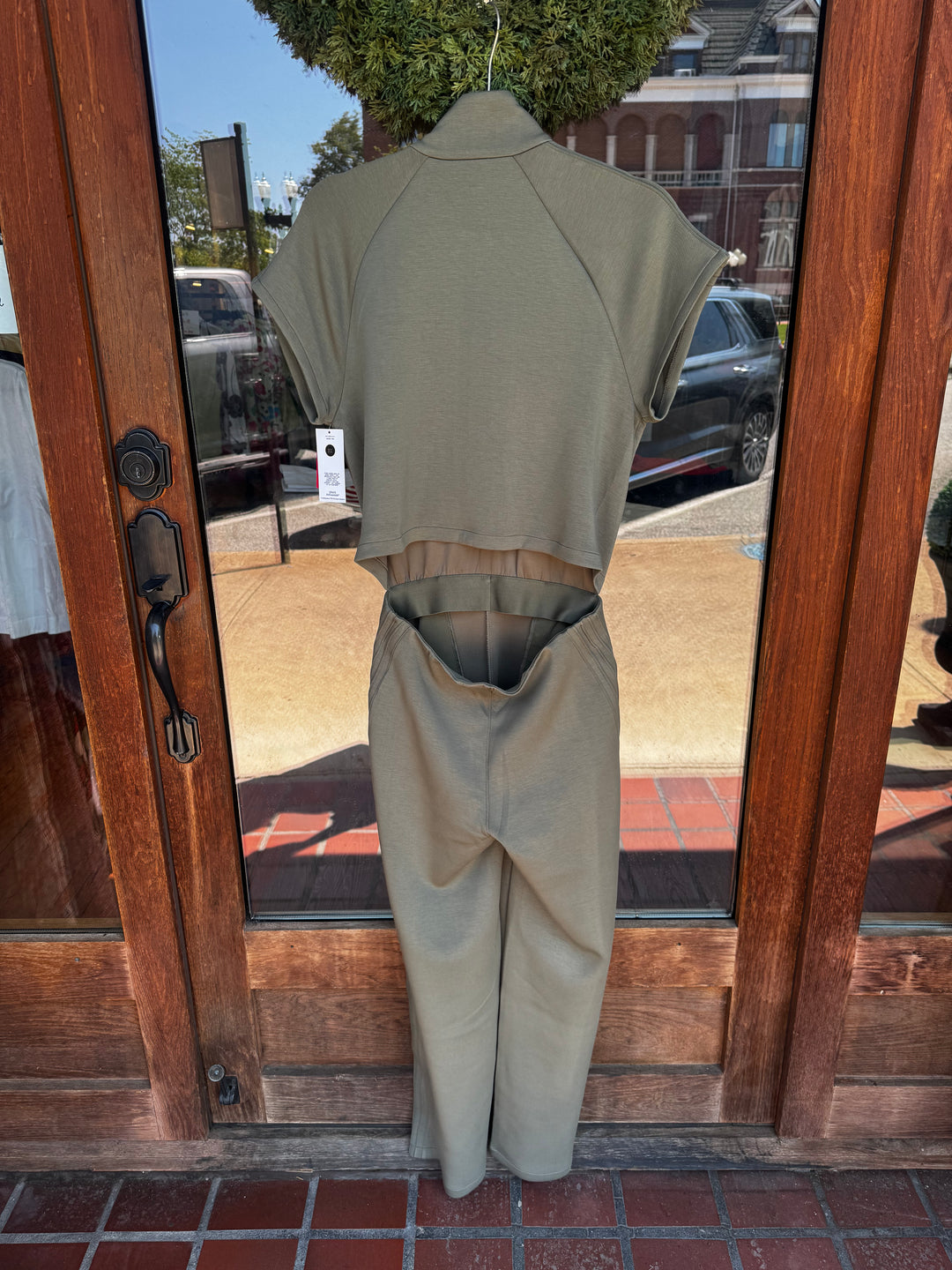 Pintuck Half Zip Jumpsuit