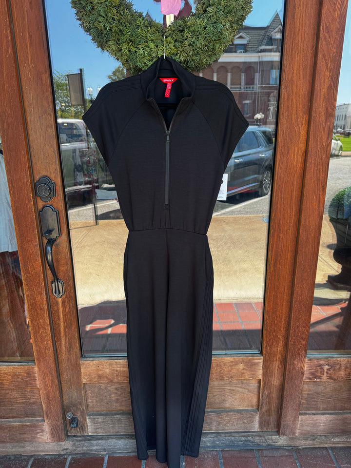 Pintuck Half Zip Jumpsuit