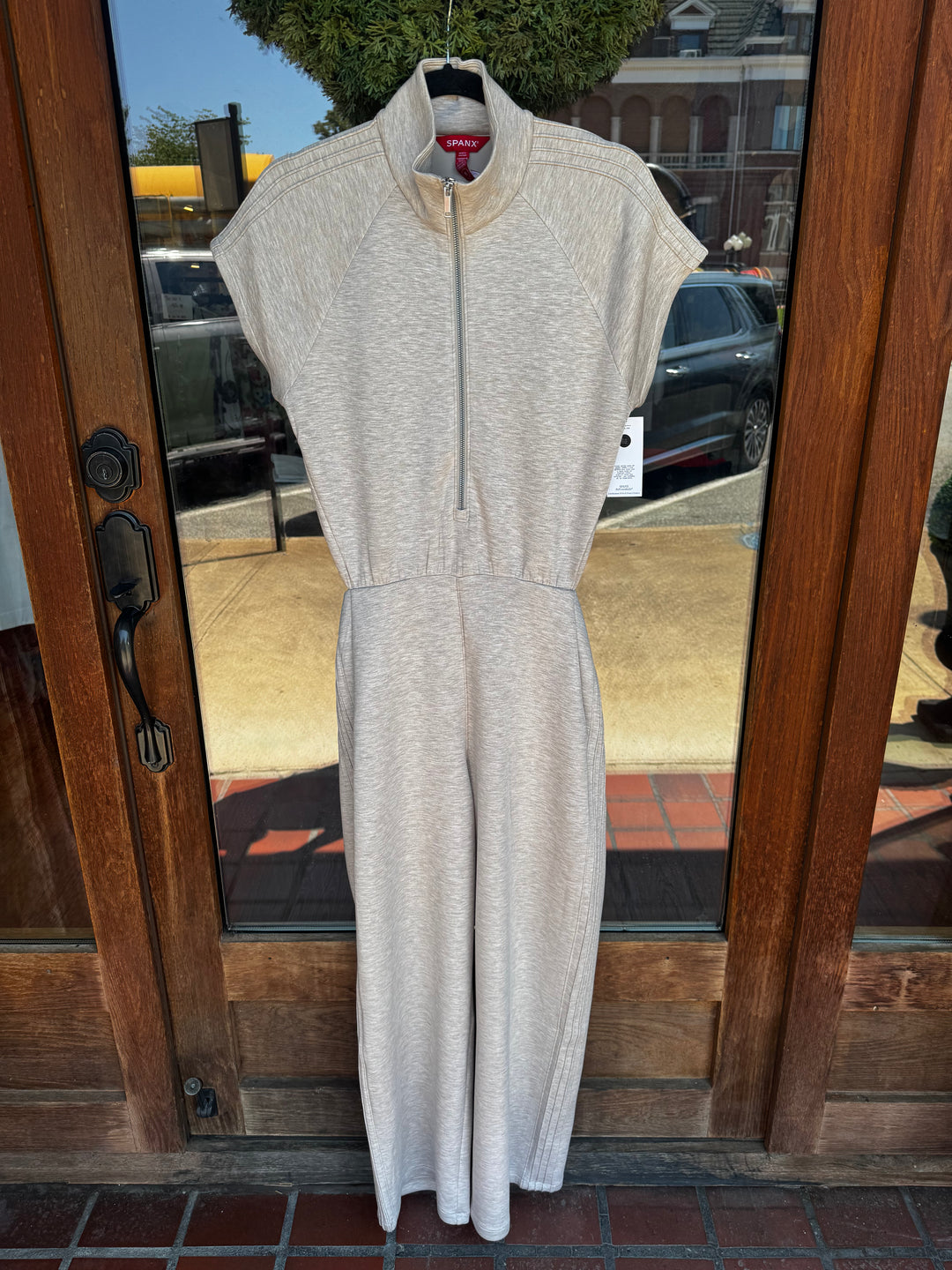 Pintuck Half Zip Jumpsuit