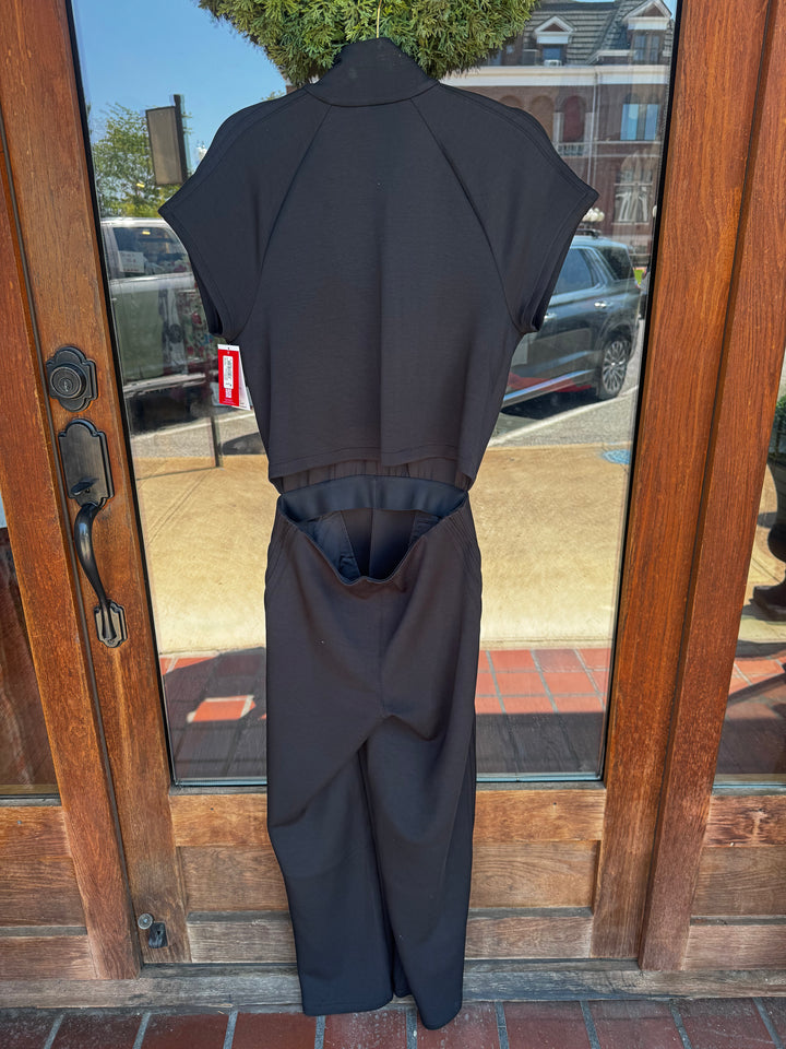 Pintuck Half Zip Jumpsuit