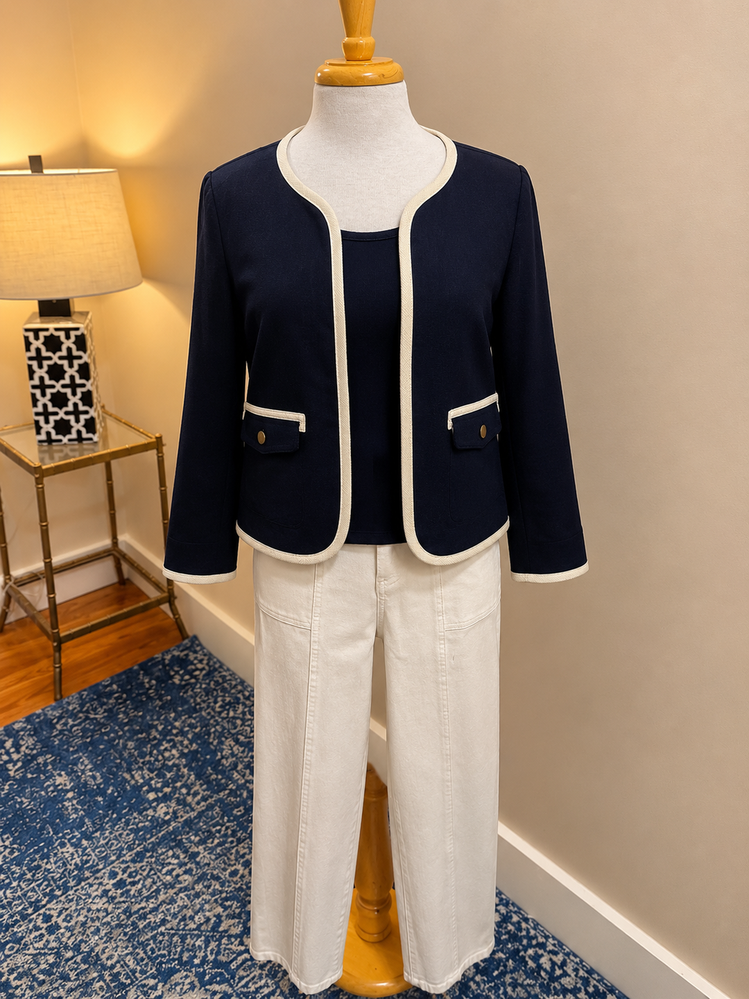 Cuffed 3/4 Sleeve Open Front Jacket