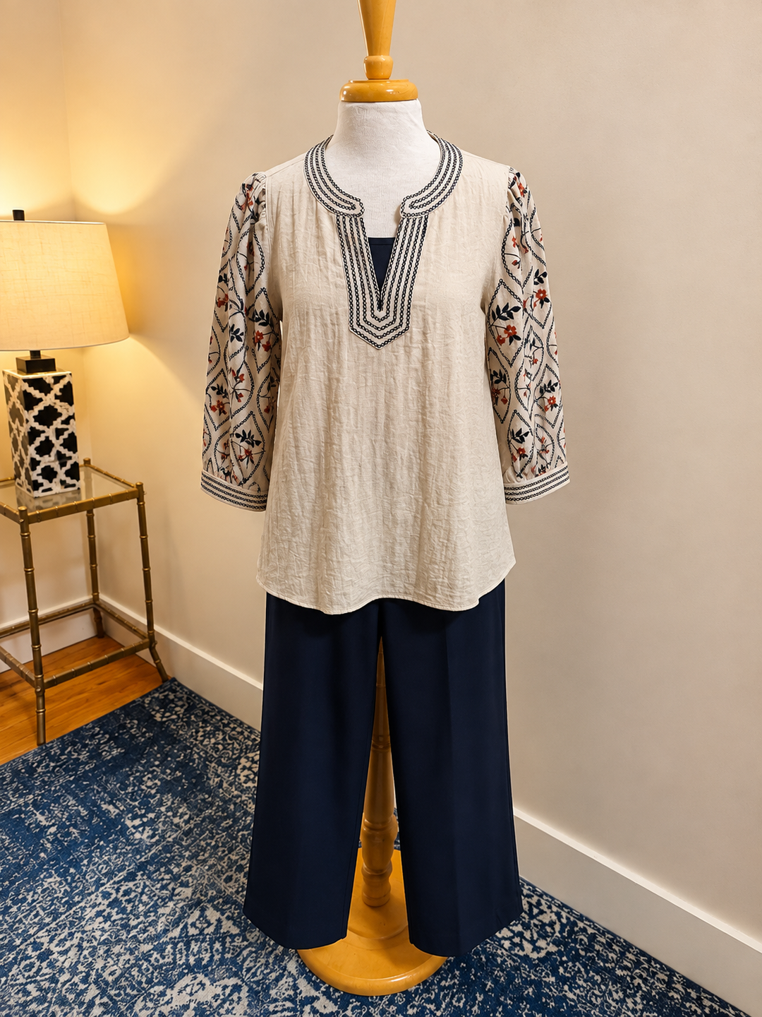Elastic No Waist Front Patch Pocket - Wide Leg