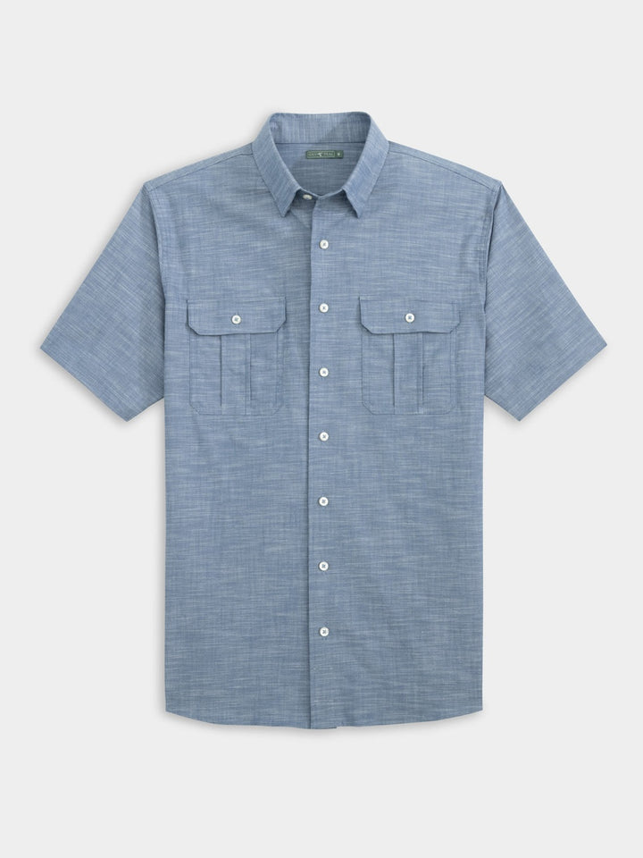 Parker Cotton/Tencel Short Sleeve Sport Shirt - Navy