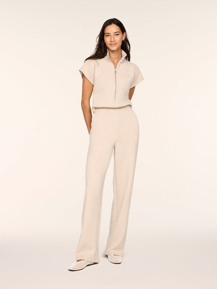 Pintuck Half Zip Jumpsuit
