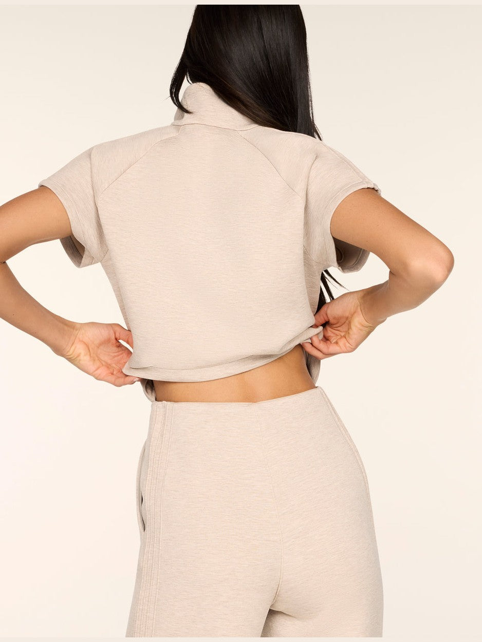 Pintuck Half Zip Jumpsuit