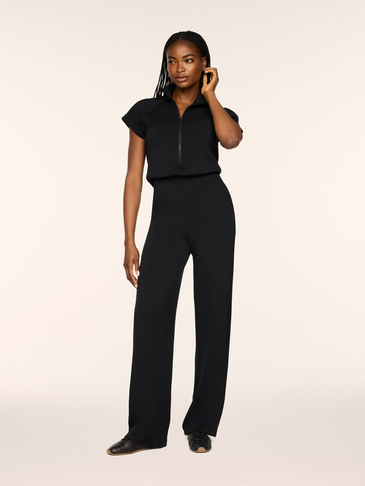 Pintuck Half Zip Jumpsuit