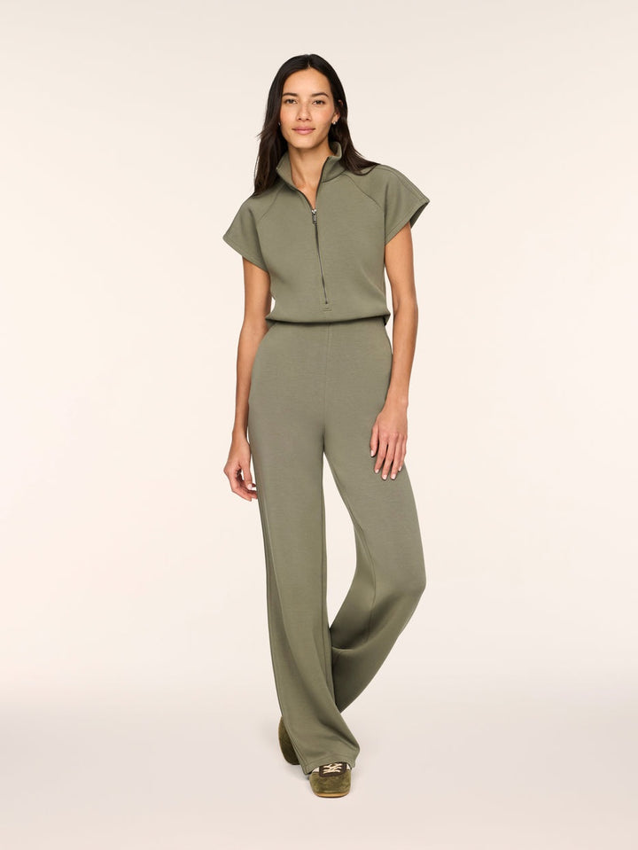 Pintuck Half Zip Jumpsuit