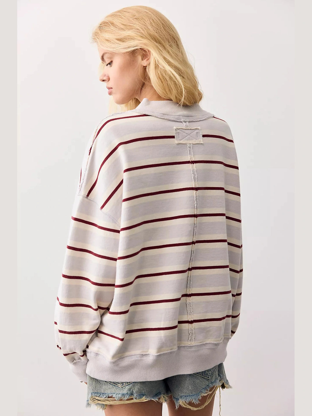 Free People Palm Springs Striped Pullover - Washed Blue Combo