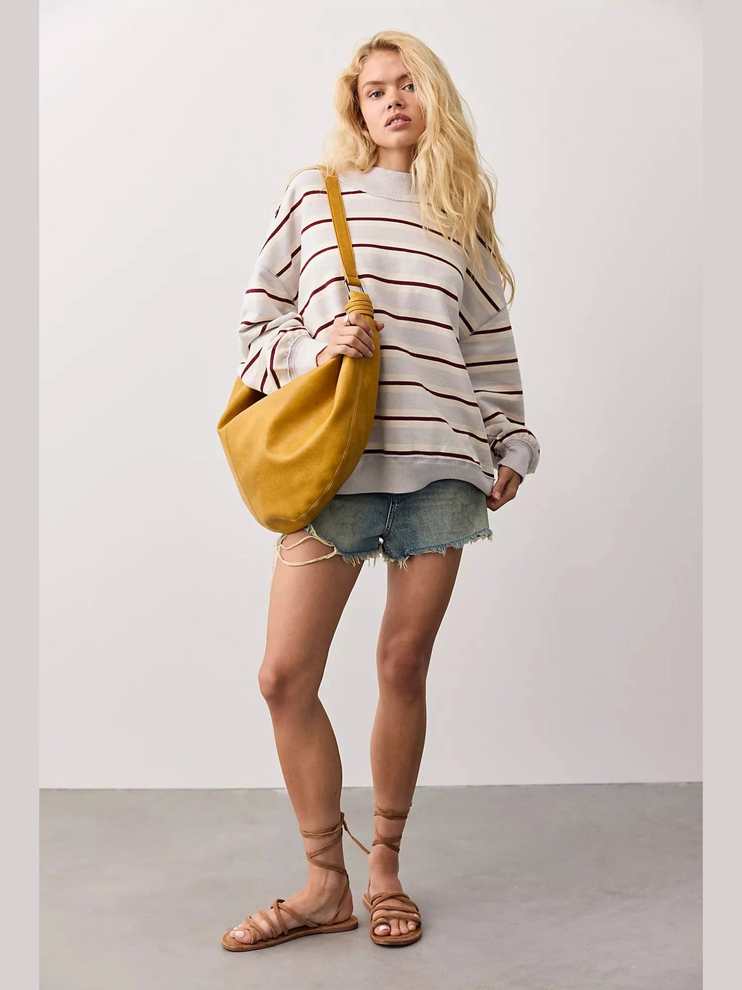Free People Palm Springs Striped Pullover - Washed Blue Combo