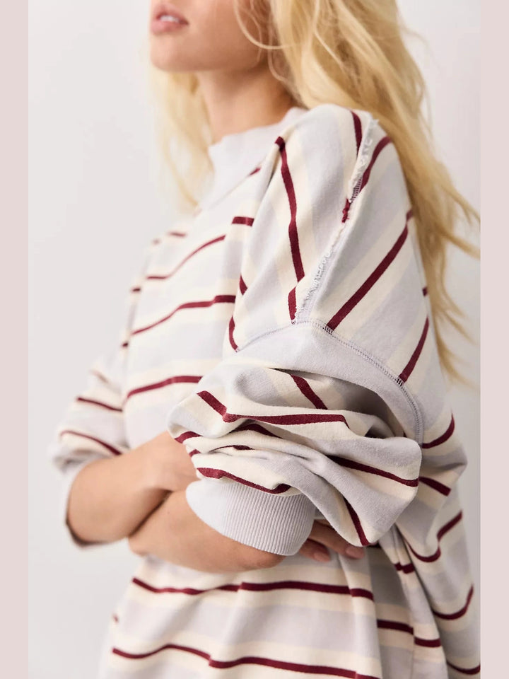 Free People Palm Springs Striped Pullover - Washed Blue Combo