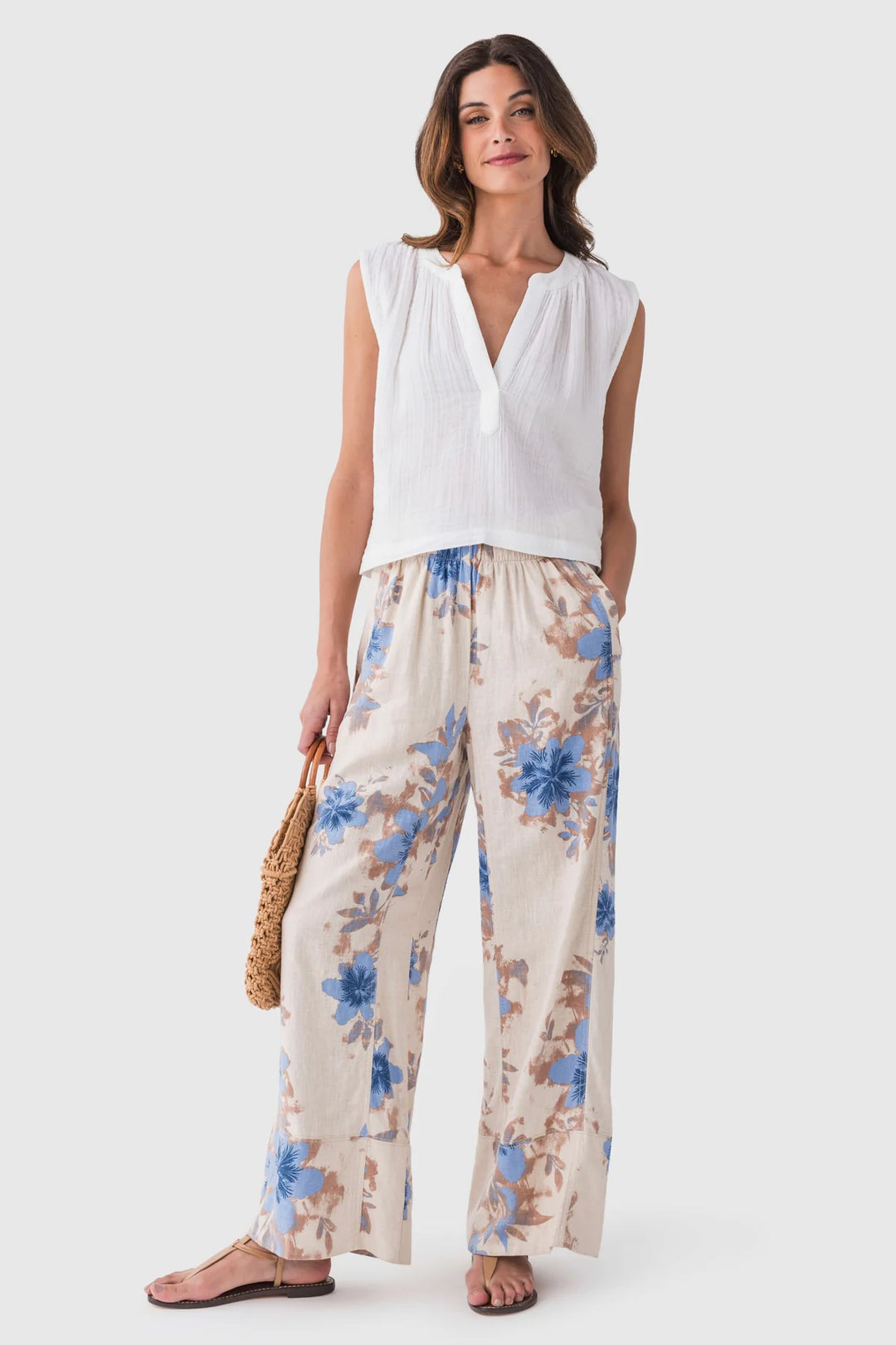 Free People Days End Linen Pull On Pant