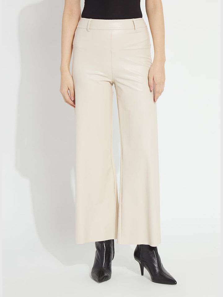 Lysse Vegan Leather Wide Leg Pant- Travertine