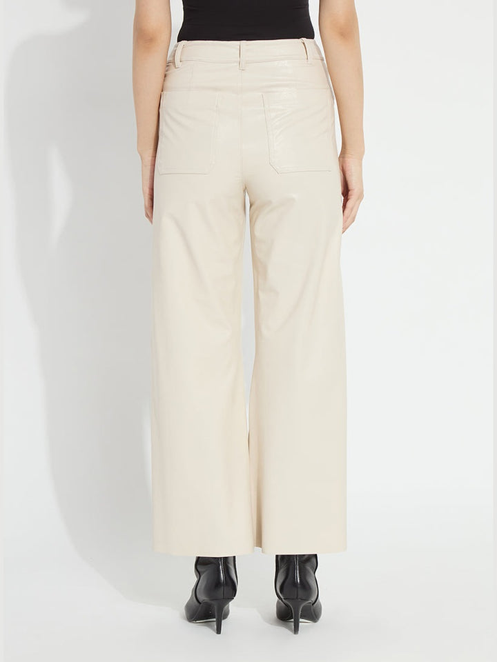 Lysse Vegan Leather Wide Leg Pant- Travertine