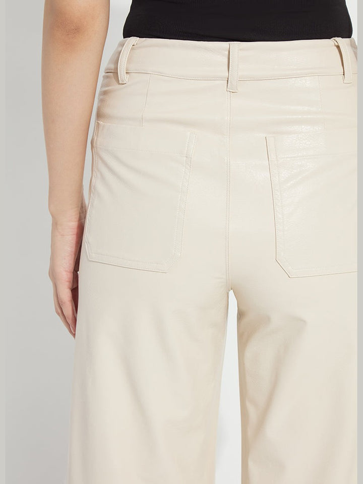 Lysse Vegan Leather Wide Leg Pant- Travertine