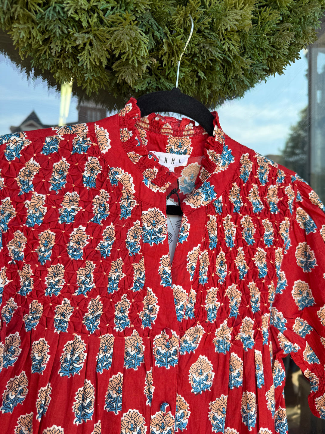 THML Crimson Bloom Smocked Blouse