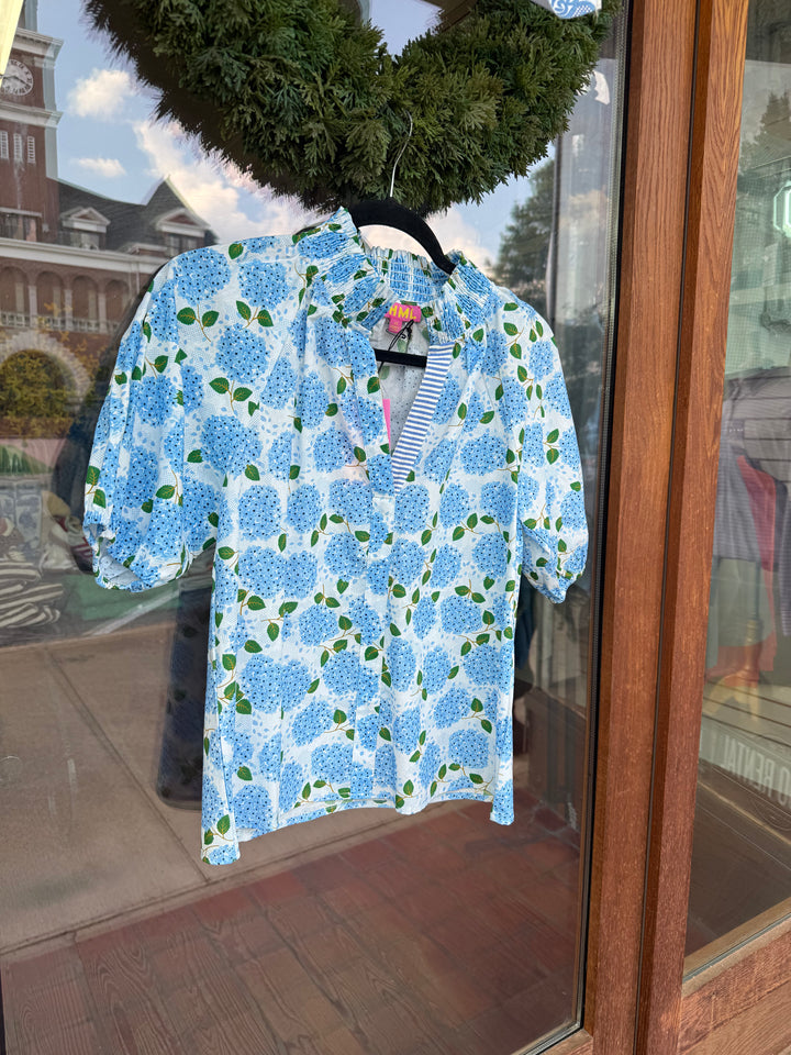 THML Puff Sleeve Hydrangea Top