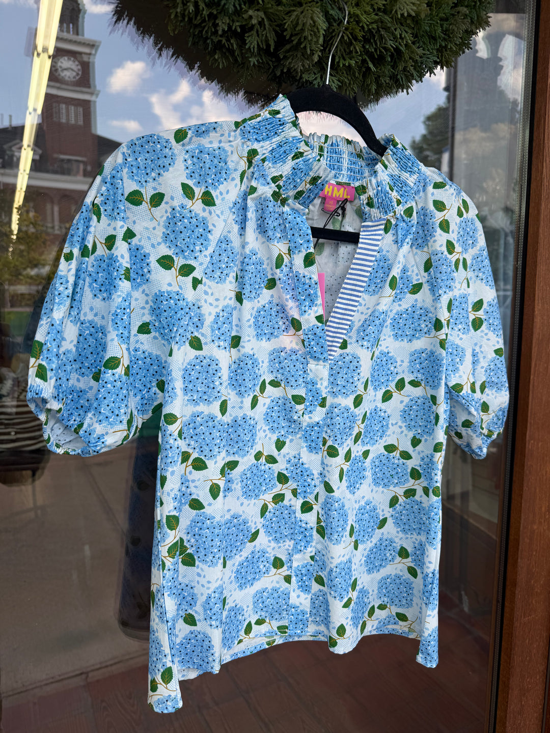 THML Puff Sleeve Hydrangea Top