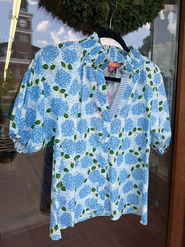 THML Puff Sleeve Hydrangea Top