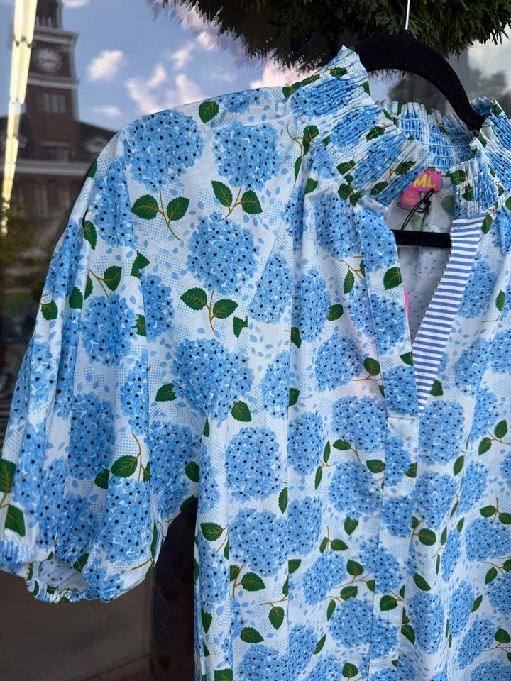 THML Puff Sleeve Hydrangea Top