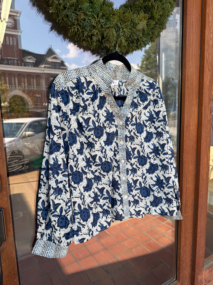 THML Indigo Bloom Blouse