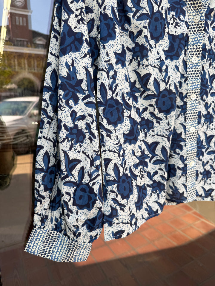 THML Indigo Bloom Blouse