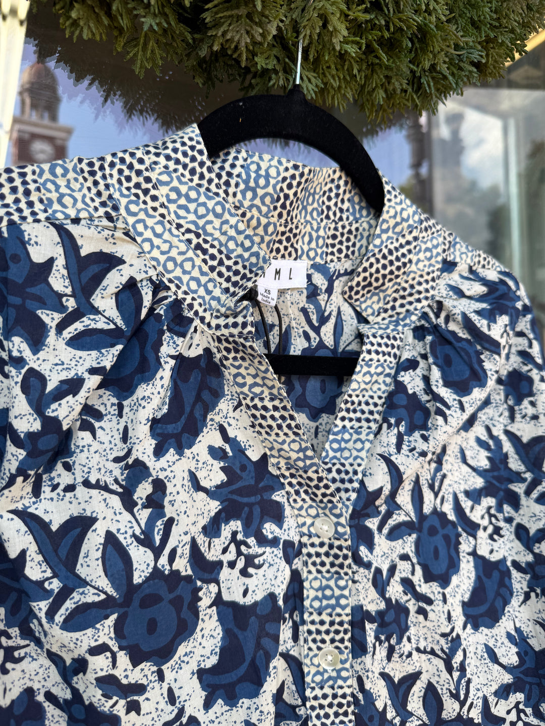 THML Indigo Bloom Blouse