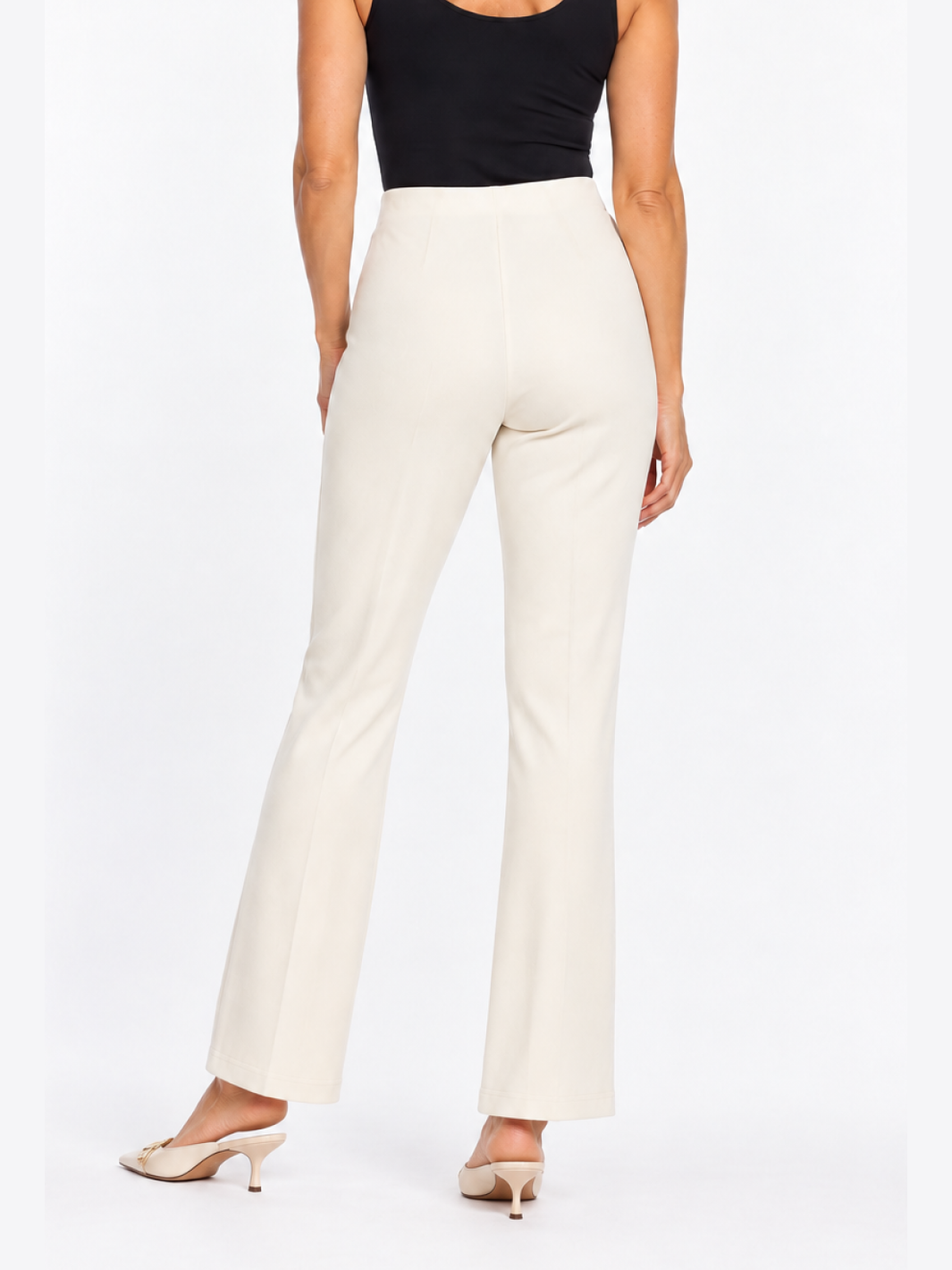 Slimsation Winter White Pintuck Flare Leg Pant