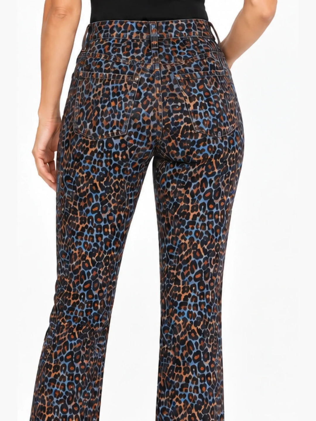 Slimsation Flare Leg Ankle Jean - Indigo Leopard