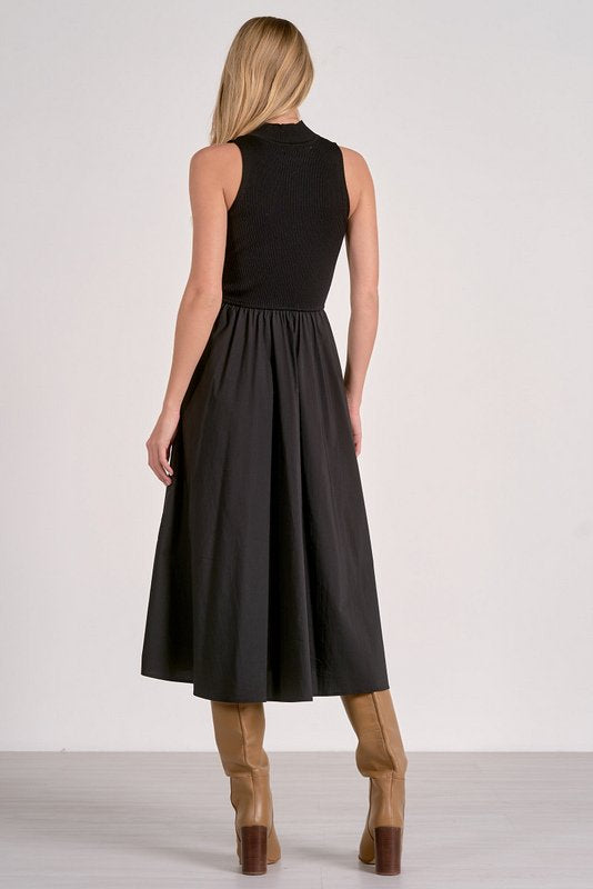 Elan Maxi Mock Neck Dress - Black