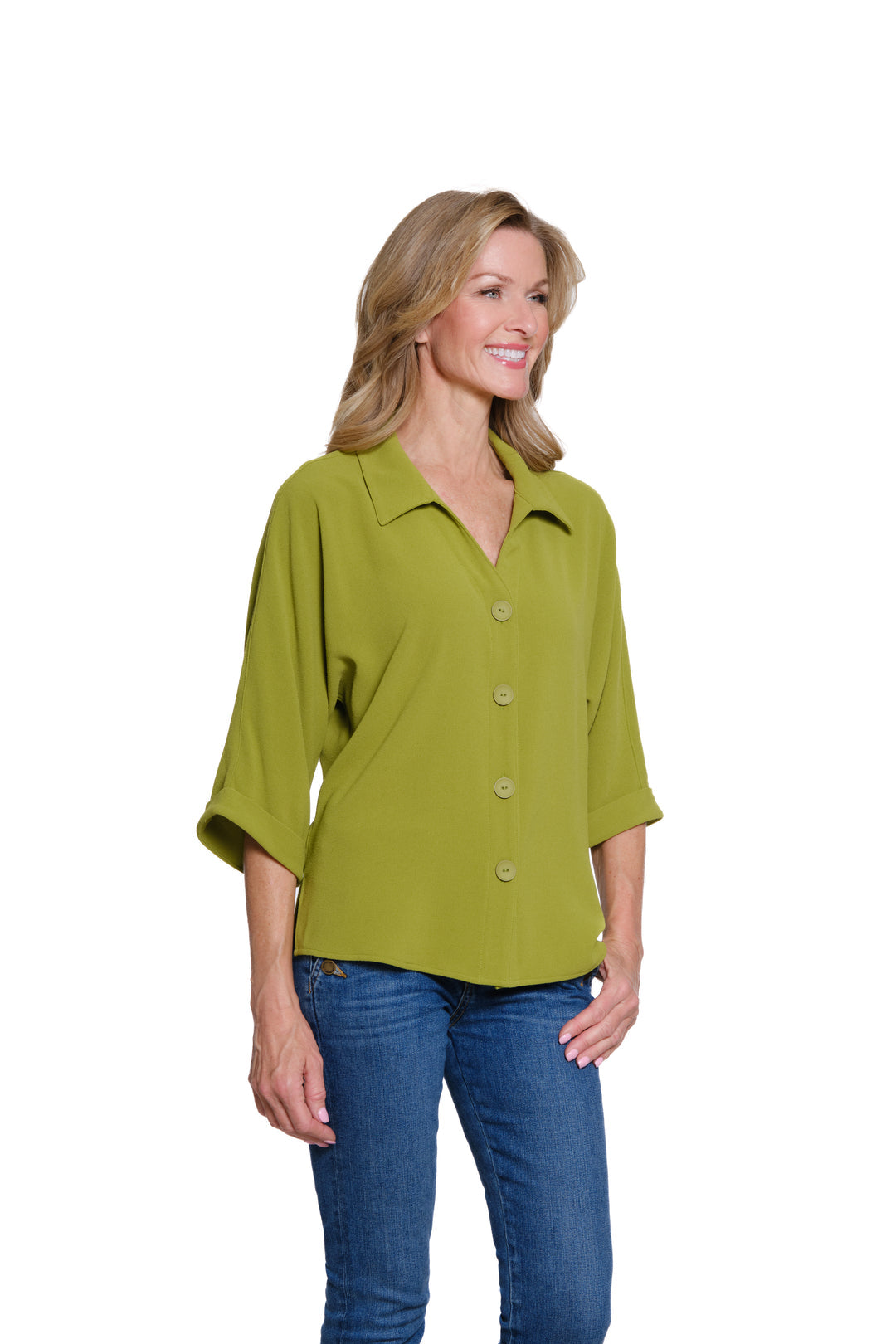Multiples Avocado Dolman Sleeve Shirt