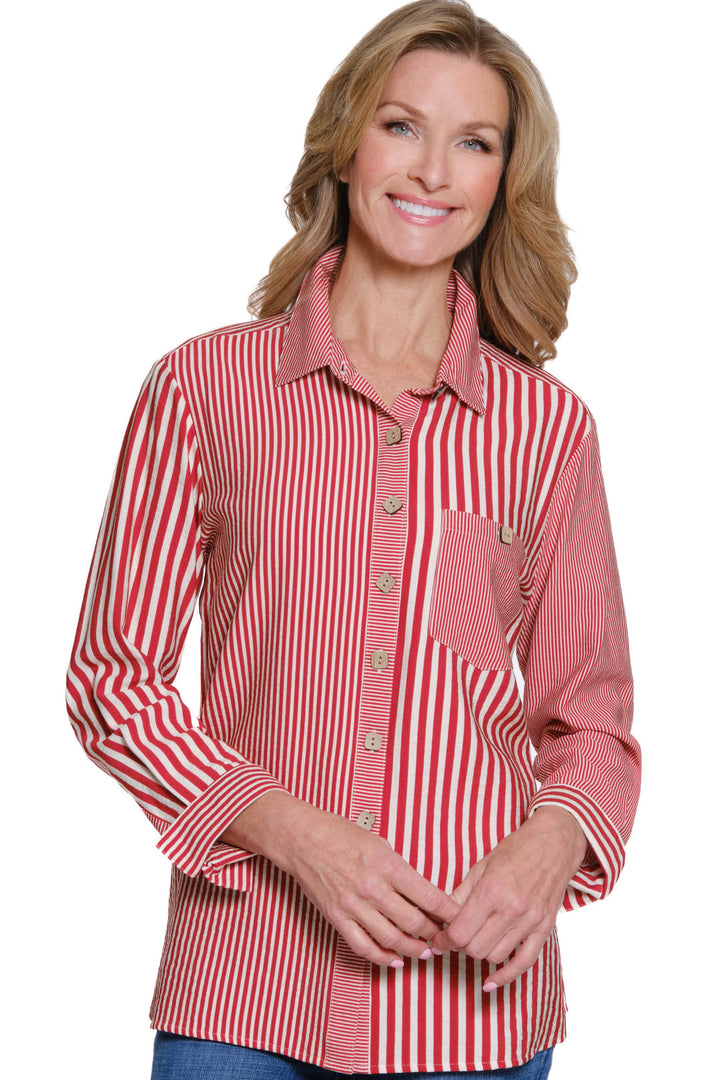 Multiples Stripe Long Sleeve Shirt - PETITE