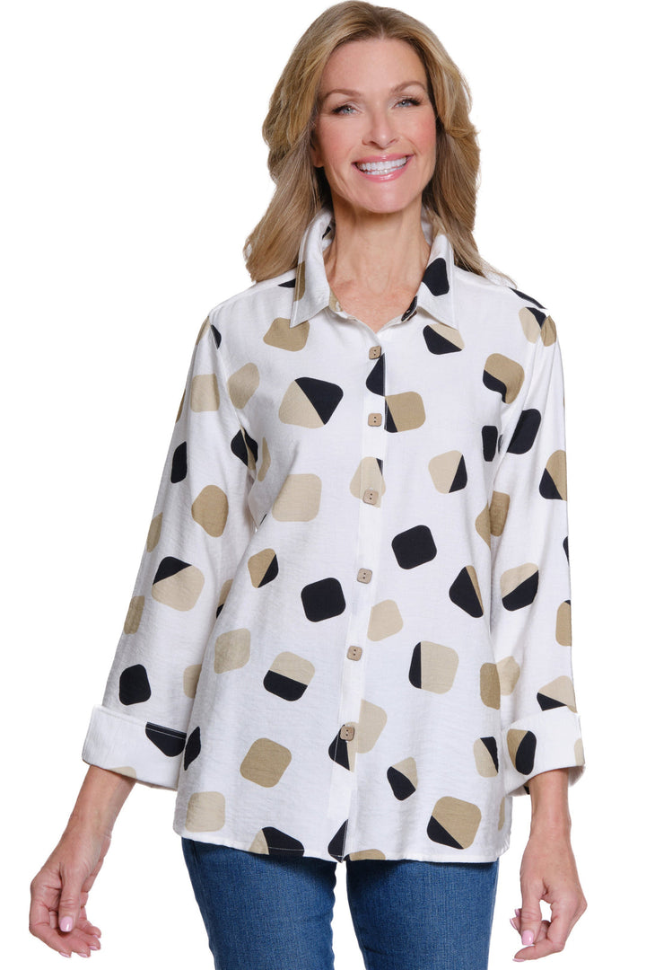Multiples Natural Allure Polka Dot Shirt