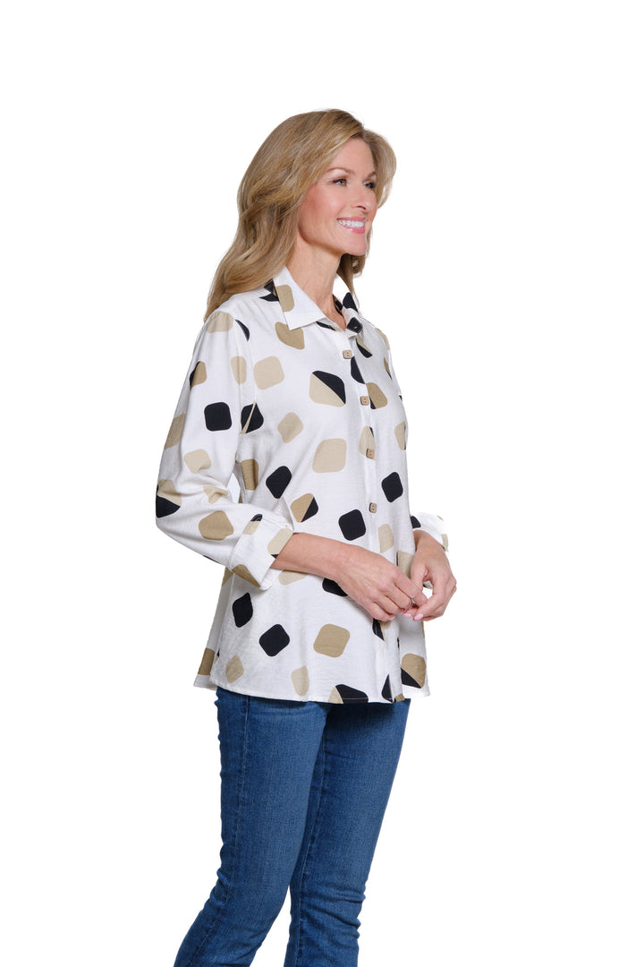 Multiples Natural Allure Polka Dot Shirt