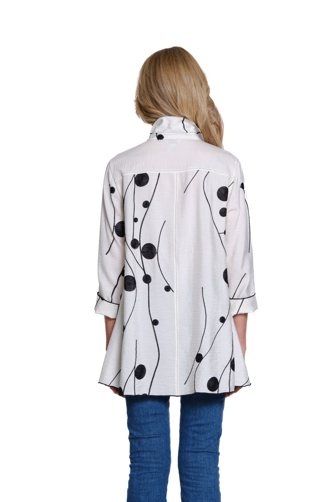 Multiples Embroidered Hi-Lo Shirt - PETITE - Soft Ivory