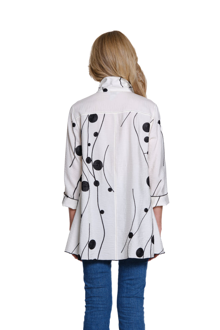 Multiples Embroidered Hi-Lo Shirt - PETITE - Soft Ivory