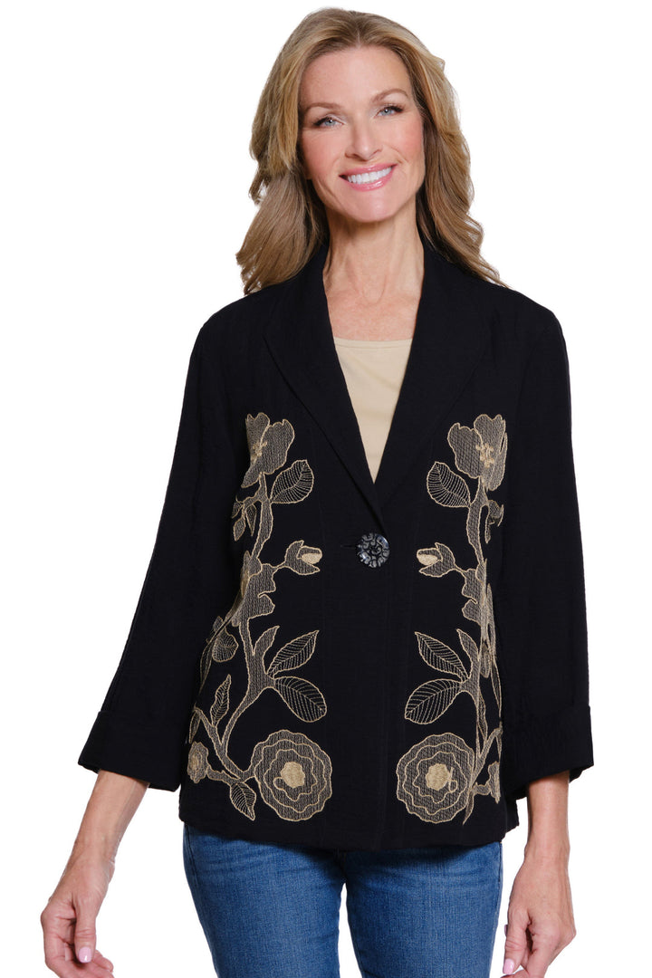 Multiples Black Jacket with Embroidery