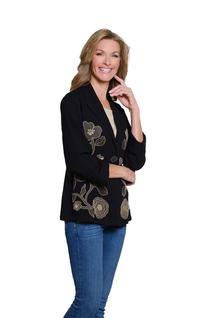 Multiples Black Jacket with Embroidery