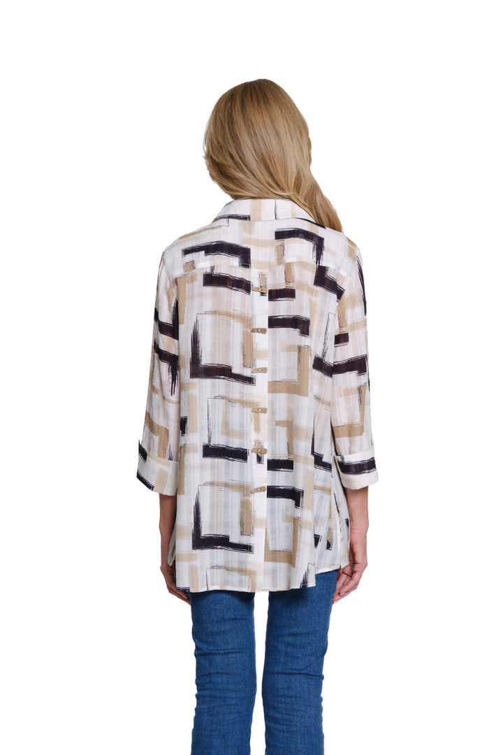 Multiples Natural Allure 3/4 Sleeve Hi-Lo Shirt - PETITE