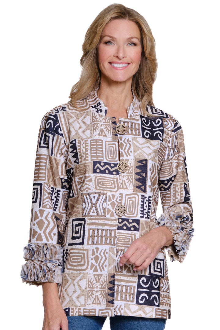 Multiples 3/4 Sleeve Natural Allure Jacket - PETITE