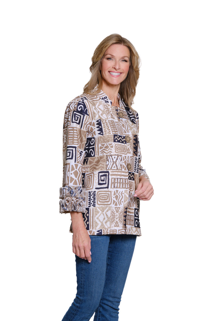 Multiples 3/4 Sleeve Natural Allure Jacket - PETITE
