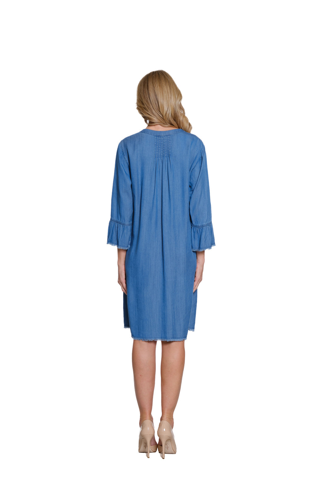 Multiples Medium Indigo Multi-Tuck Dress - PETITE