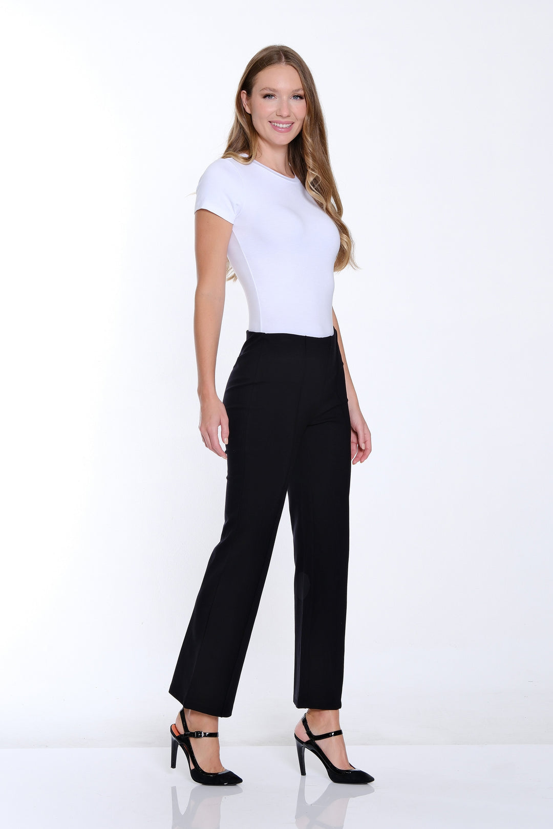 Slimsation Pintuck Flare Leg Ankle Pant - PETITE