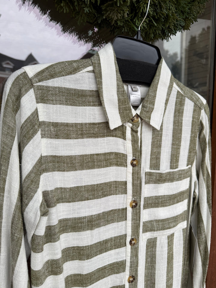 Multiples 3/4 Sleeve Striped Shirt