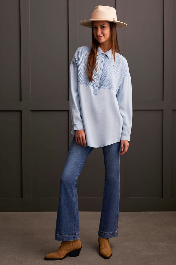 Tribal Popover Denim Tunic